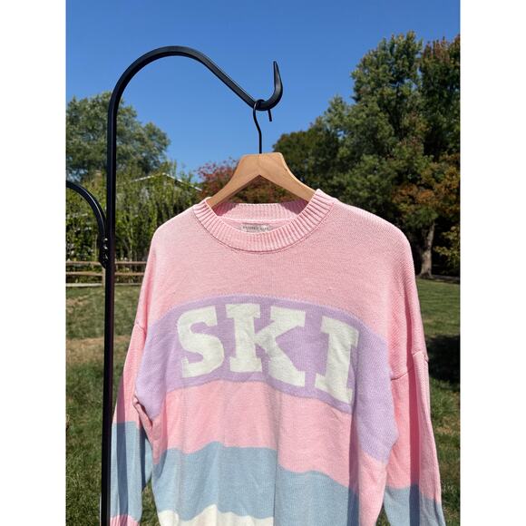 Sincerely Jules Ski Crewneck Sweater Size Small Pink Winter Pullover - Picture 2 of 7